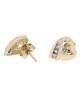 Diamond Open Ribbon Heart Stud Earrings in Yellow Gold